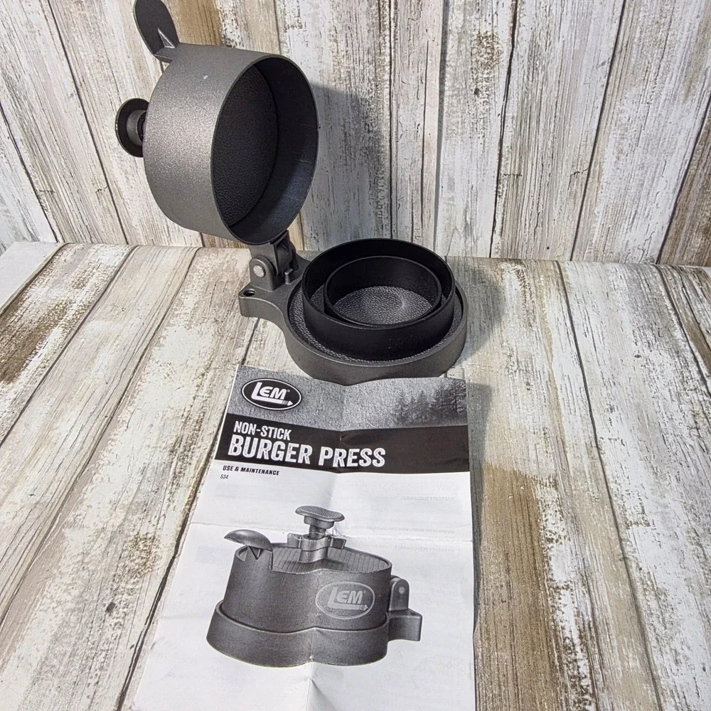 LEM Non-Stick Burger Press 534 Adjustable Cast Aluminum Patty Maker Gray Sliders